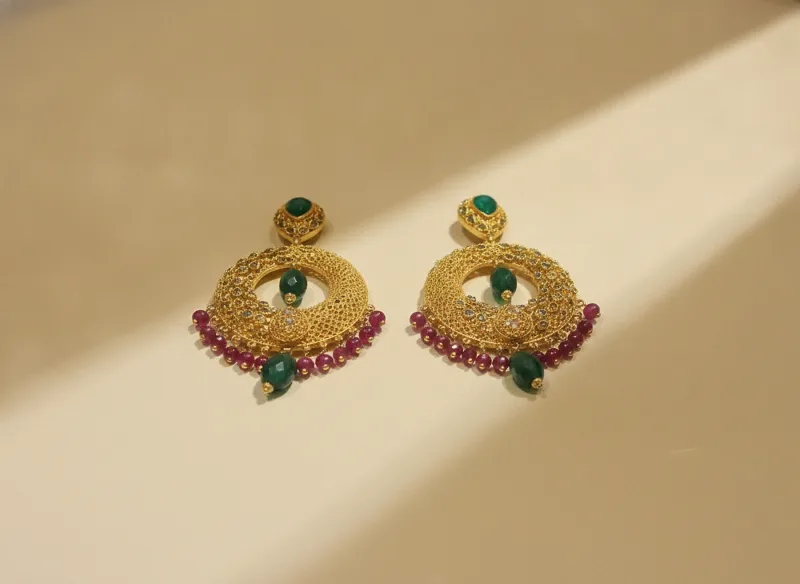 Hilal Cascade Earrings, Gold 21K