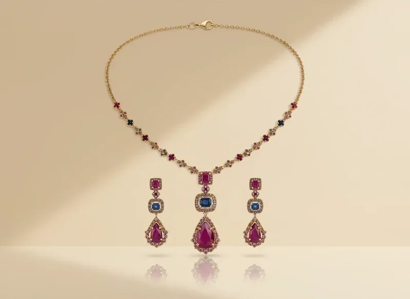 Mughal Rose Parure, Gold 21K