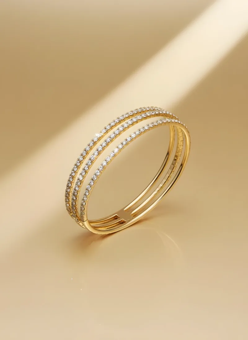Three Currents Diamond Bangle, Gold 18K