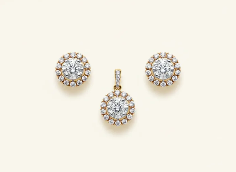Astra Halo Locket Set, Gold 21K