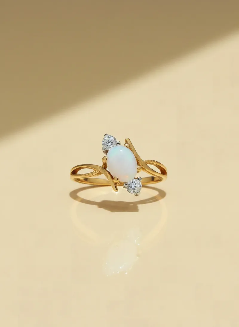 Opal Whisper Crossover Ring, Gold 21K