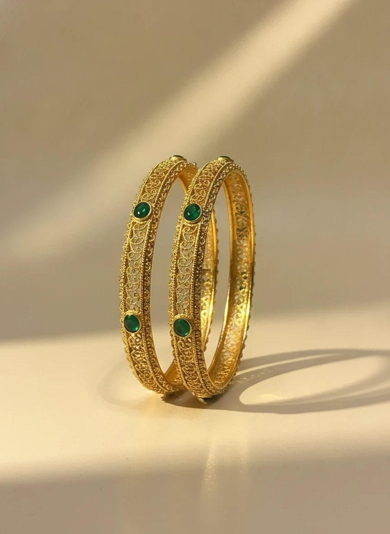 Emerald Jaali Kara Pair — Gold 22K