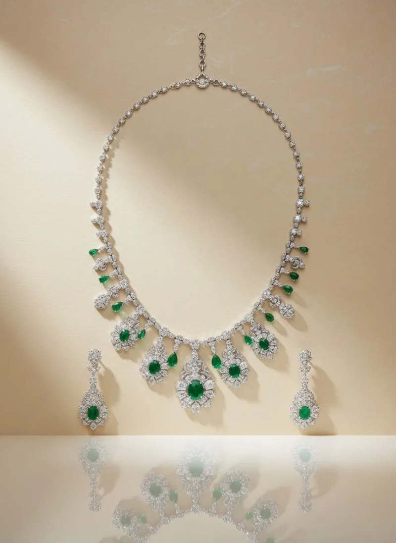 Emerald Blossom Diamond Suite, Gold 21K