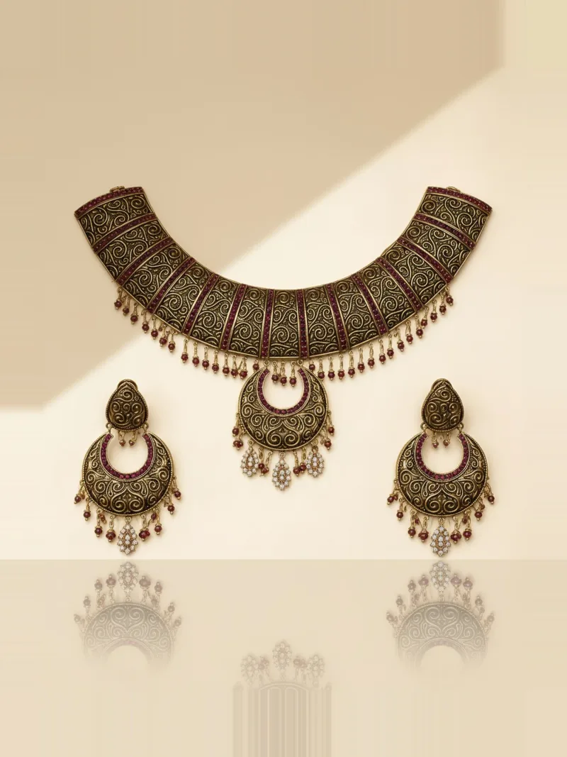 Antique Ruby and Zircon Suite, Gold 21K