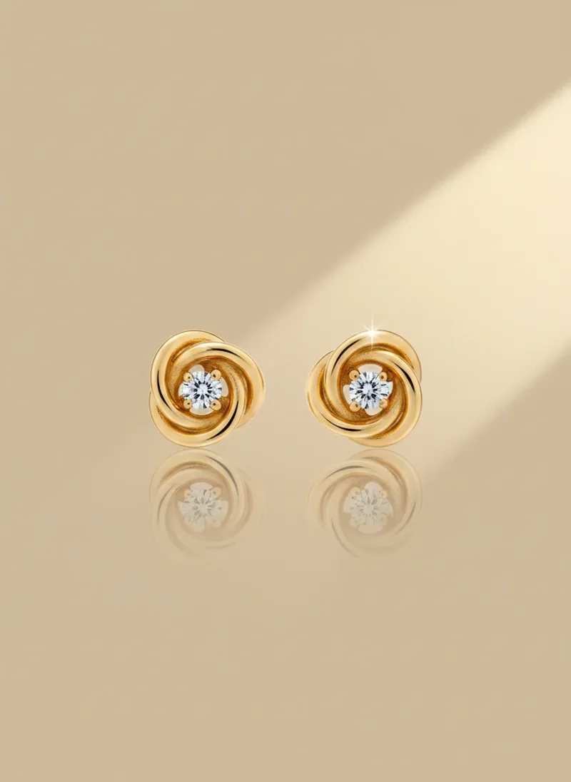 Eternal Knot Zircon Tops, Gold 22K
