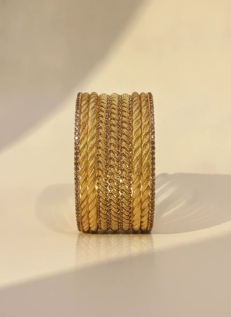 Champagne Weave Bangle Suite, Gold 21K