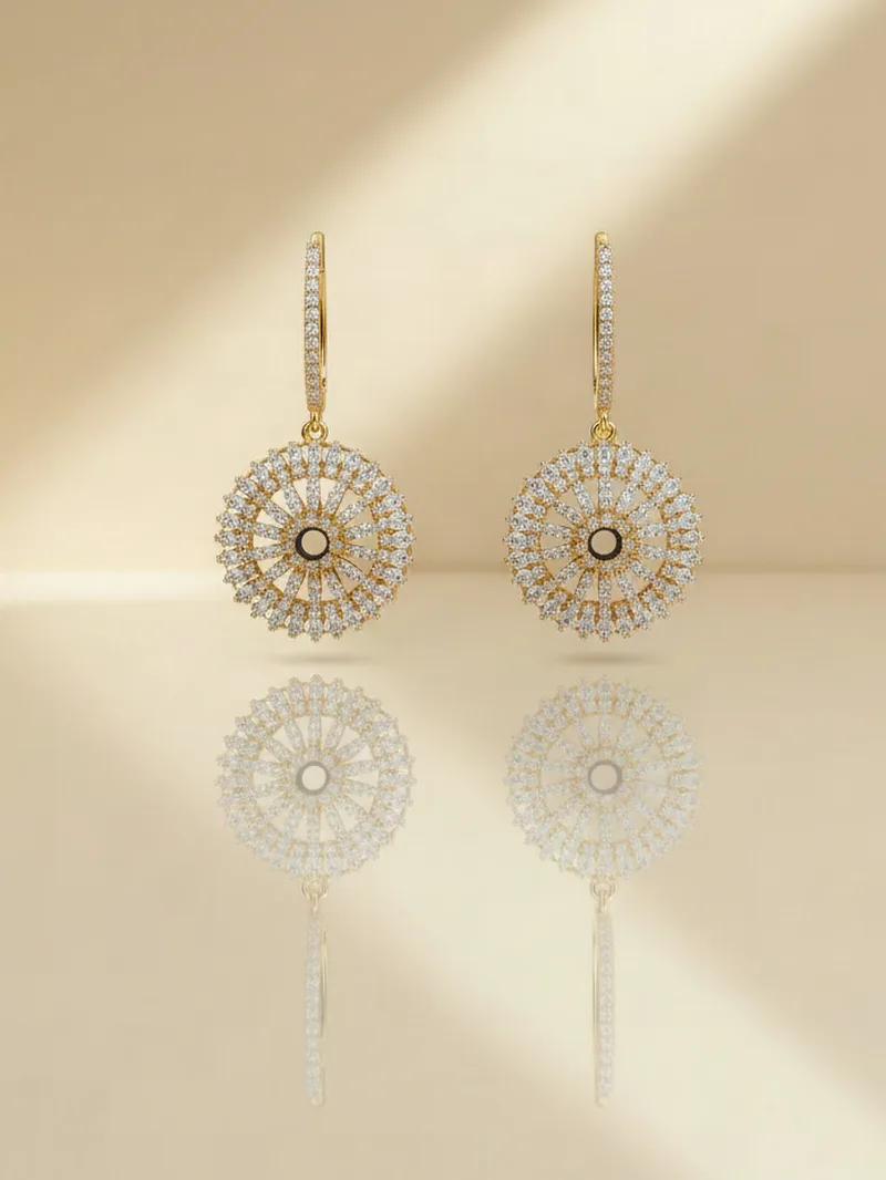 Mandala Cosmos Earrings, Gold 21K