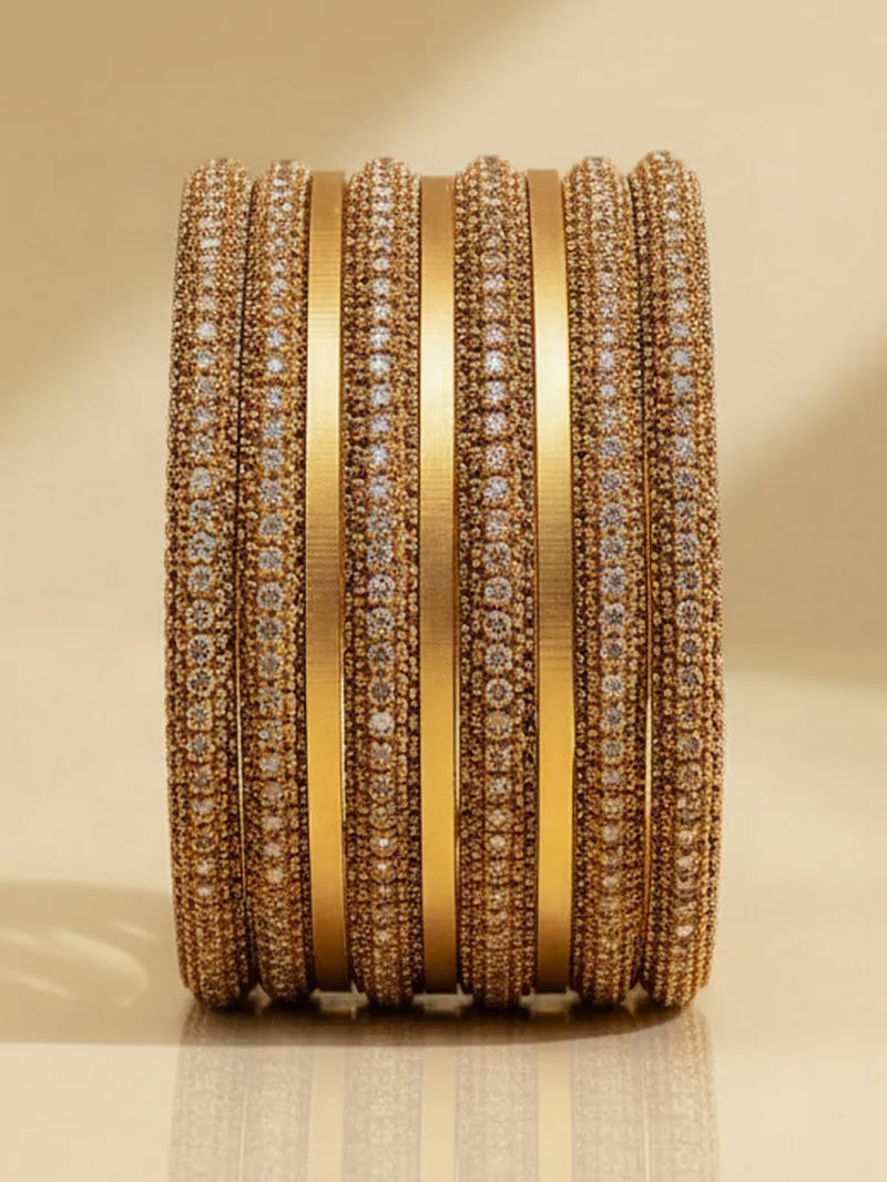 Sevenfold Gold Bangles, Gold 22K