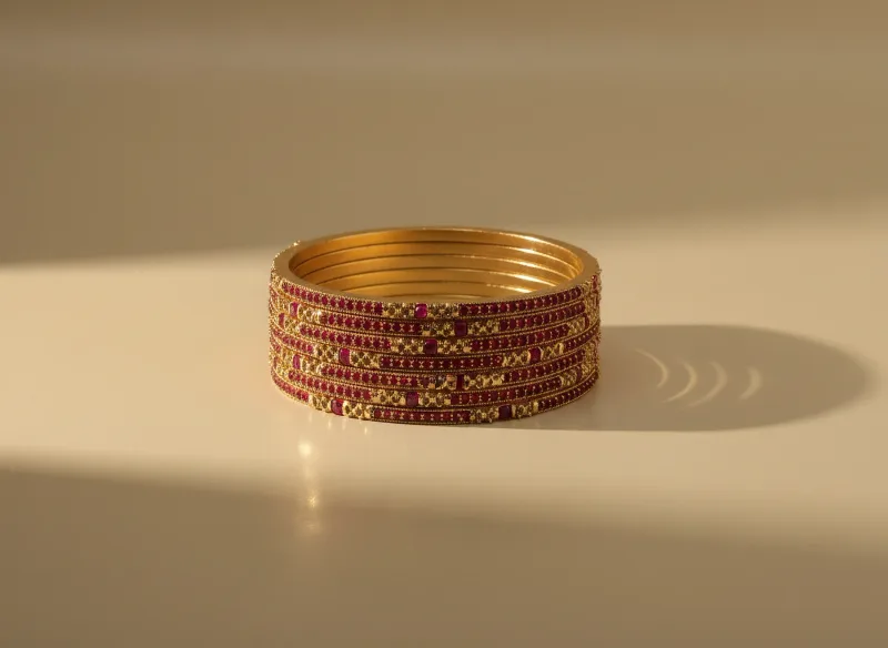Ruby Chorus Bangle Suite, Gold 22K