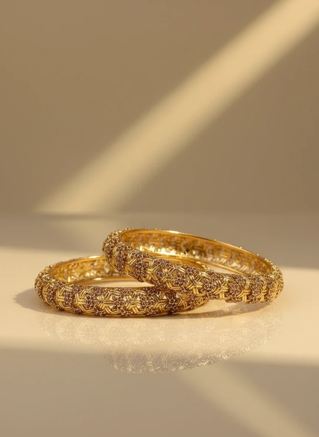 Champagne Weave Kara Pair — Gold 22K