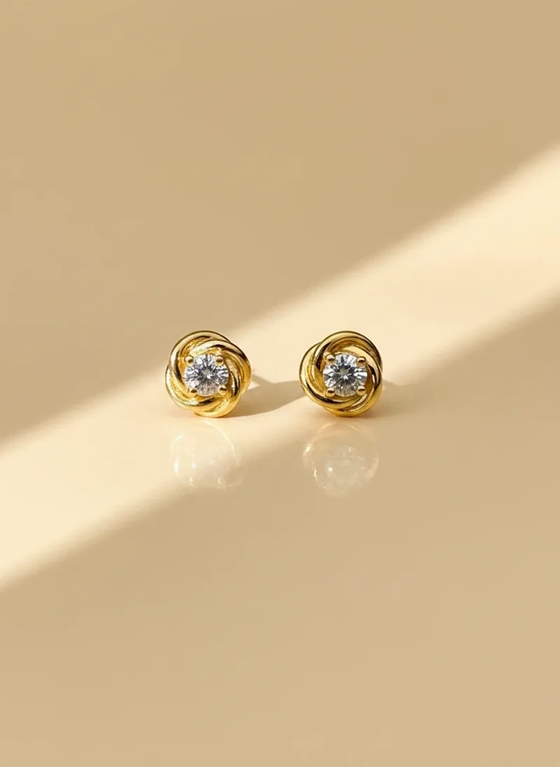 Coiled Bloom Zircon Tops, Gold 22K