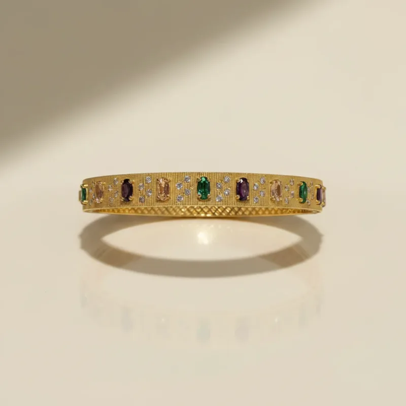 21K Gold Champagne Ruby Emerald Kara