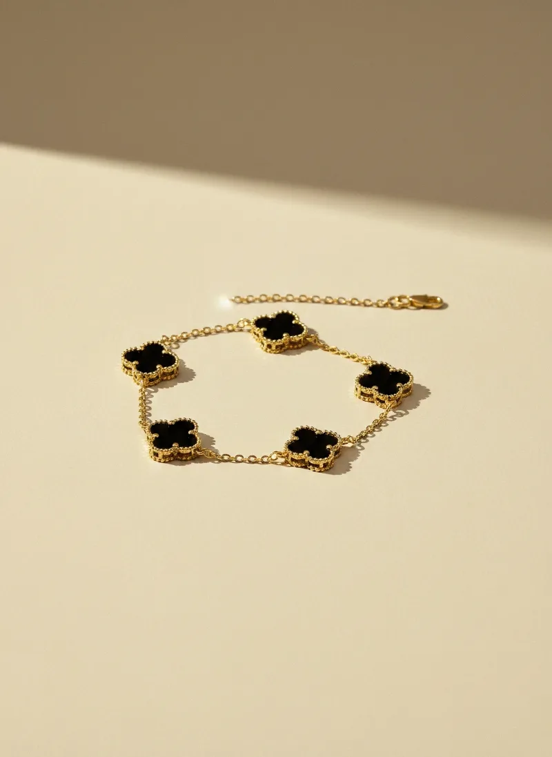 Onyx Quatrefoil Bracelet